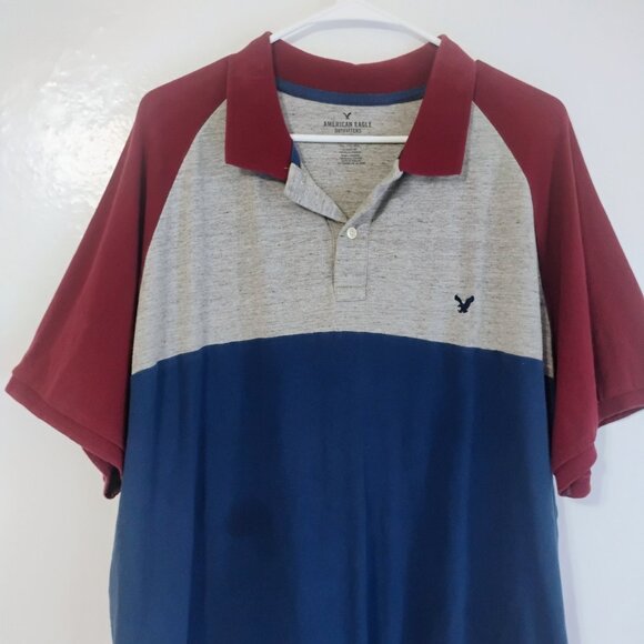 American Eagle XXL Colorblock Polo Shirt Core Flex Classic Fit - Picture 2 of 6